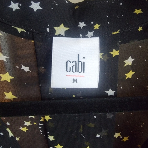 CAbi Sheer Black Blouse with Star Print - Picture 3 of 6